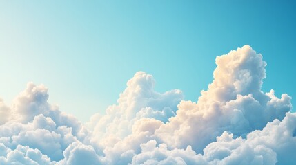 Serene Cloudscape Vector Background with Soft White Clouds and Calm Blue Sky for Campaign Text Design