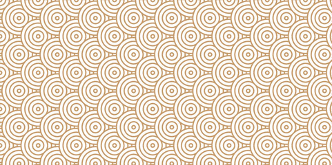 Abstract geometric wave pattern with circles fabric curl Transparent vector backdrop. Seamless overlapping pattern with wave line circle brown composed by round retro background.