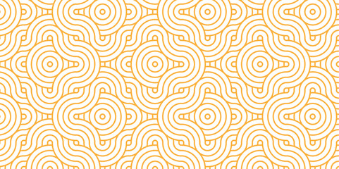 Abstract geometric wave pattern with circles fabric curl Transparent vector backdrop. Seamless overlapping pattern with wave line circle brown composed by round retro background.