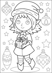 elf coloring book page