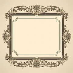 Elegant vintage frame with intricate floral patterns on a beige background.