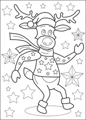 reindeer coloring book page