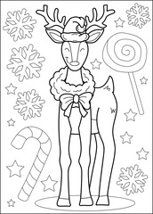 reindeer coloring book page