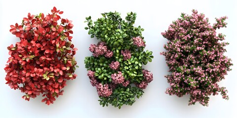 Bright Red and Green Flower Bush from Above