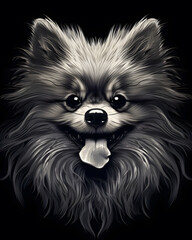 Obraz premium Pomeranian head lurked in the shadows illustration