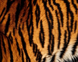 Fototapeta premium Tiger skin close-up texture flat lay background