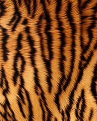 Fototapeta premium Tiger skin close-up texture flat lay background