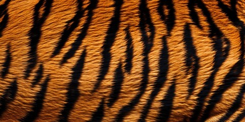 Fototapeta premium Tiger skin close-up texture flat lay background