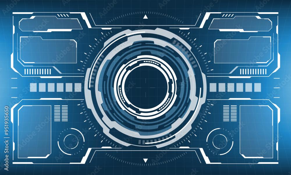 Poster hud sci-fi interface screen view white circular geometric design virtual futuristic technology creat