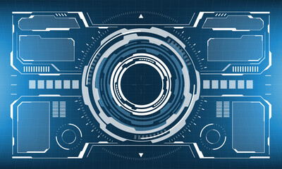 HUD sci-fi interface screen view white circular geometric design virtual futuristic technology creative display on blue vector © patthana