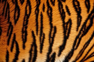 Tiger skin close-up texture flat lay background