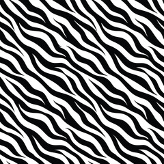 Seamless Zebra Skin Vector Pattern Dynamic Black and White Stripes for Textile