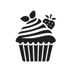 Cupcake silhouette Icon, muffin logo.abstract food symbol, Vector illustration isolated on white background. Can be used as icon, sign or symbol - cupcake silhouette.
