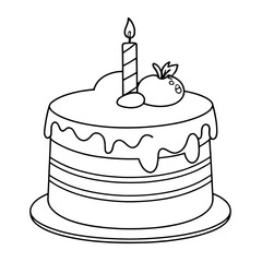 coloring book, coloring, outline, line, cute, funny, drawing, icon, illustration, vector, black, cover book, book, cartoon, food, dessert, birthday, muffin, bakery, baked, snack, delicious, party, cak