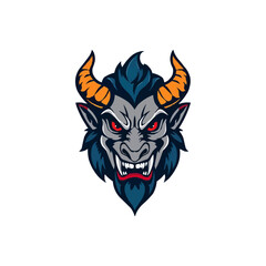 a cool demon mascot logo vector illustration.  Devil head mascot logo