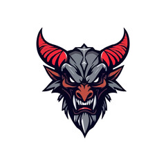 Fototapeta premium a cool demon mascot logo vector illustration. Devil head mascot logo