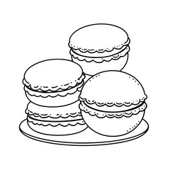 coloring book, coloring, outline, line, cute, funny, drawing, icon, illustration, vector, black, cover book, book, cartoon, food, dessert, birthday, muffin, bakery, baked, snack, delicious, party, Mac