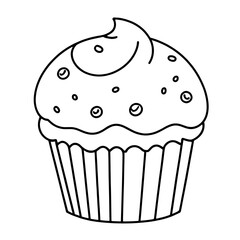 coloring book, coloring, outline, line, cute, funny, drawing, icon, illustration, vector, black, cover book, book, cartoon, cupcake, cake, food, dessert, birthday, muffin, bakery, baked, snack, delici