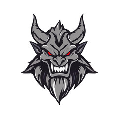a cool demon mascot logo vector illustration.  Devil head mascot logo