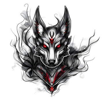 recommend clip art: anubis head tattoo design with smoke illustration