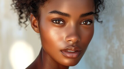 Naklejka premium Portrait of a Young Woman with Radiant Skin