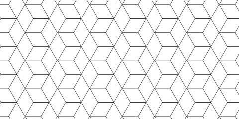 Abstract hexagonal cube seamless pattern with square hexagon tile grid mosaic honeycomb diamond triangle structure shape isometric block wallpaper.	
