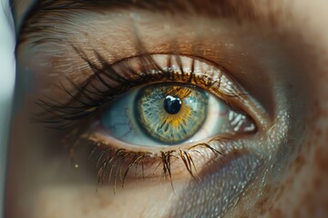 Fototapeta premium Highresolution image showcasing the intricate details of a human eye, with visible eyelashes and iris patterns