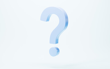 Cartoon question mark, faq problem solution symbol, 3d rendering.