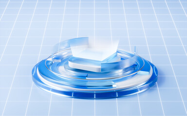 Abstract translucent with gradient empty stage, 3d rendering.