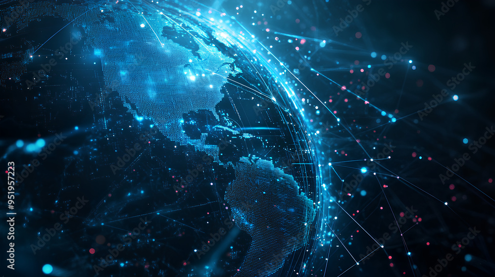 Poster high-tech background with dynamic masterpiece of geospatial data