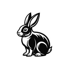 rabbit illustration silhouette black and white 