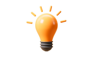 Yellow cartoon lamp bulb, thinking and brainstorming, creativity and ideas, 3d rendering.