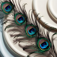 Obraz premium Detailed High-Definition Photograph of a Peacock Feather, Highlighting Its Elegant Structure