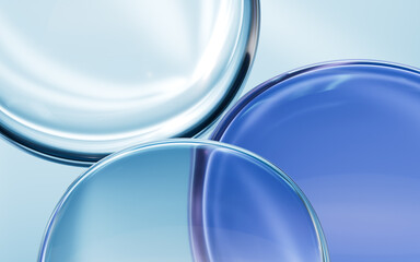 Abstract transparent glass spheres, 3d rendering.