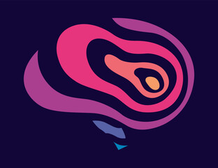 Brain logo icon. Digital symbol template of science innovation, machine learning or ai. Psychology mental health or new technology development. Vector brain color silhouette on dark background