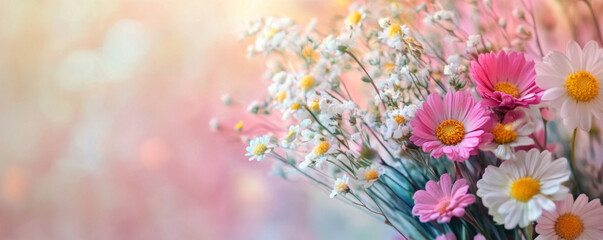 Gentle Wildflower Arrangement on Soft Pastel Background