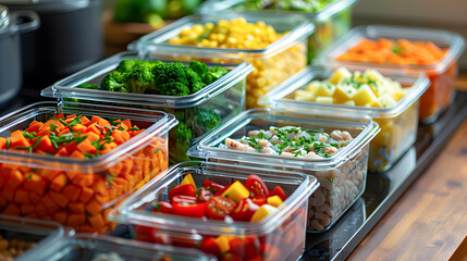 Obraz premium Batch Cooking Meal Prep for Organized Week with Tupperware