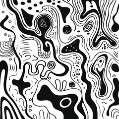 Charcoal doodle scribble abstract art intricate hand-drawn patterns and organic shapes in a retro vintage style perfect for creative projects and artistic expressions