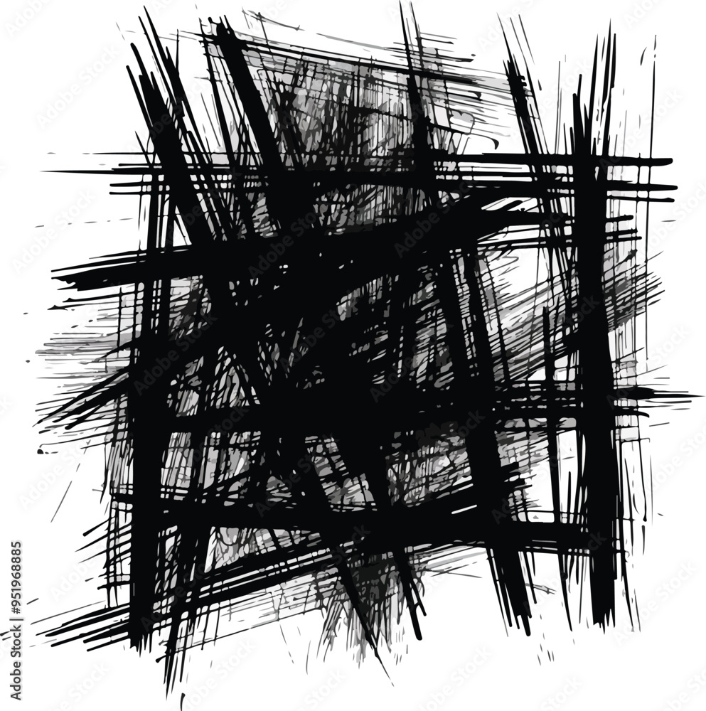 Poster abstract charcoal doodle scribble a black texture design element showcasing grunge sketch drawing il