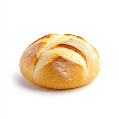 A 3D icon of a freshly baked, soft bread roll with a golden-brown crust, set against a clean white background