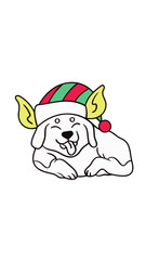 illustration of a dog with Christmas hat