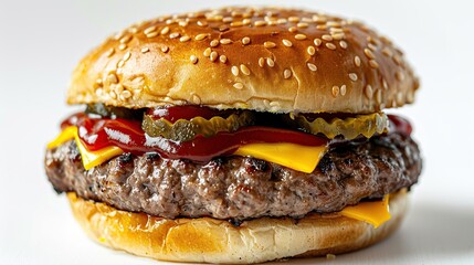 Close-up of a Juicy Cheeseburger