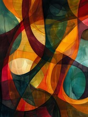 Fototapeta premium Abstract art with vibrant colors and overlapping shapes.