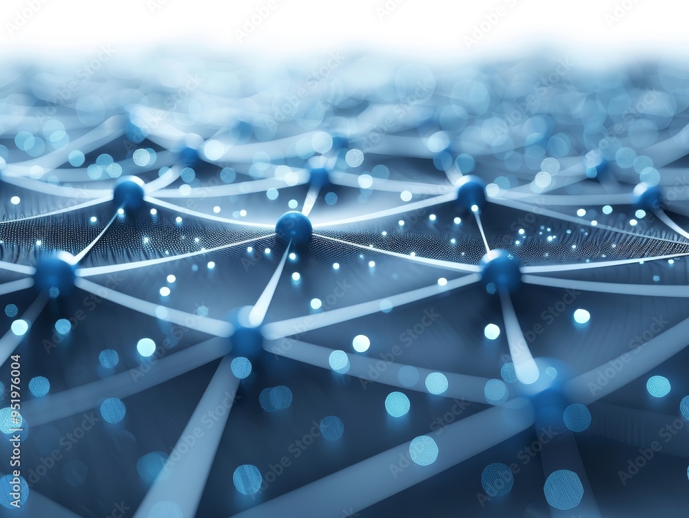 Poster abstract blue network with interconnected nodes. represents connection, technology, communication, a