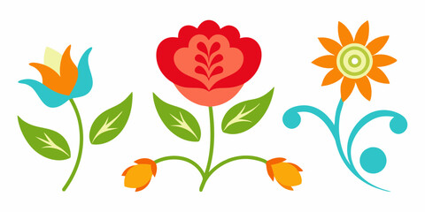 Set of retro floral design elements