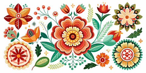 Naklejka premium Set of retro floral design elements