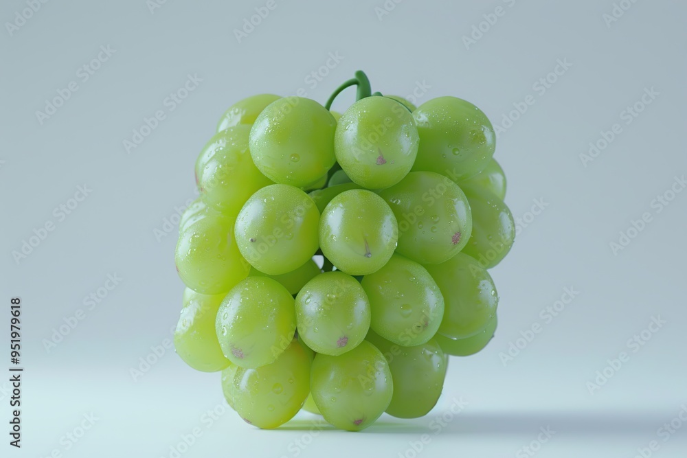 Sticker green grapes with water drops