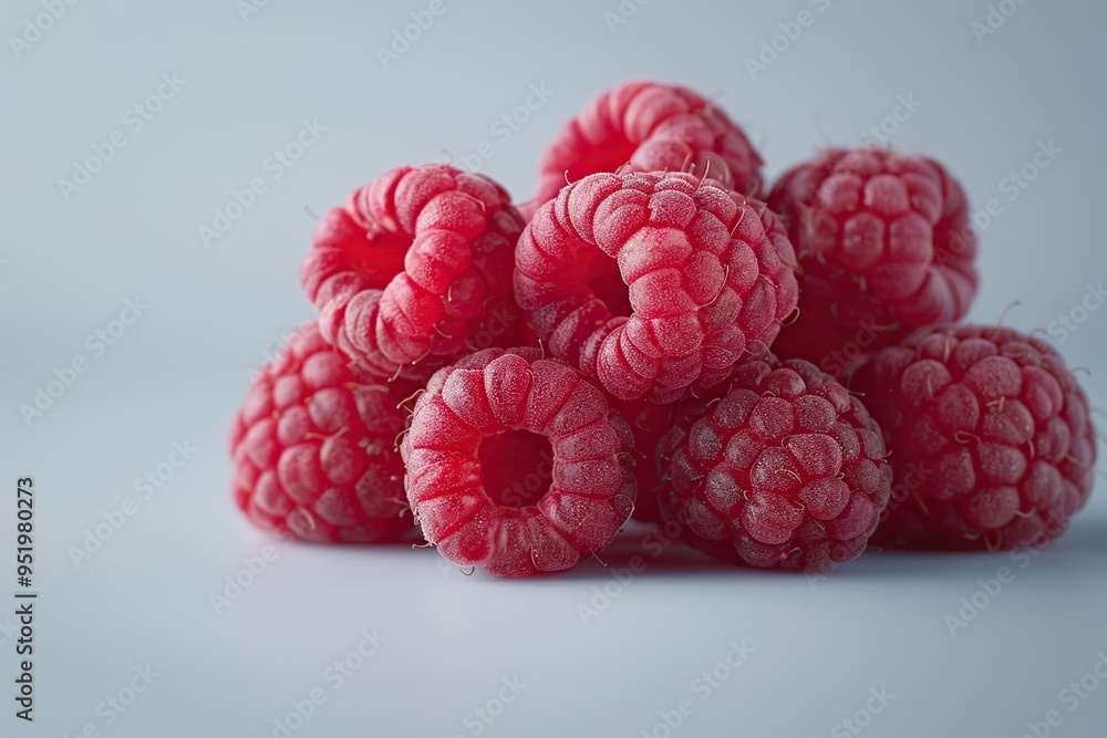 Sticker a close-up of fresh raspberries