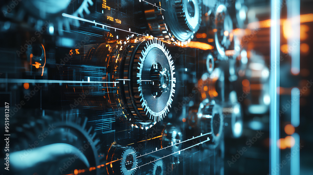 Poster automation concept, industrial business process workflow optimisation