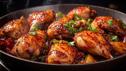 A dish of Mexican cuisine. Caramelized Chipotle chicken.